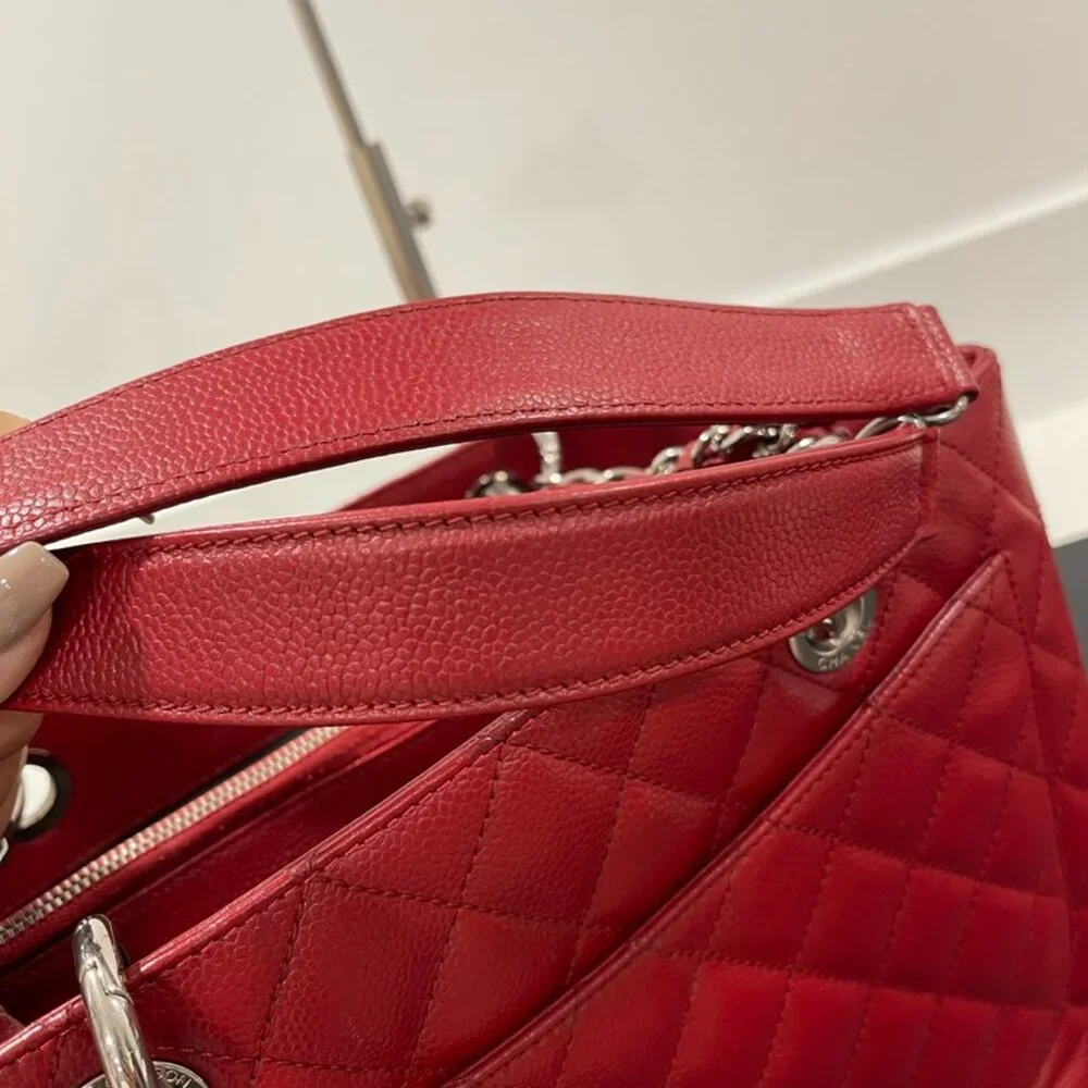 Chanel Caviar Quilted Grand Shopping Tote GST Red (JB1363)